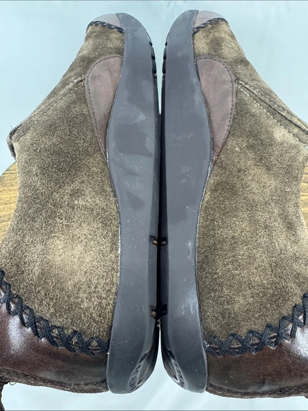 Earth Womens Radius Caribou Brown Suede w/ Leather Slip-On Moccasins, sz 8,5